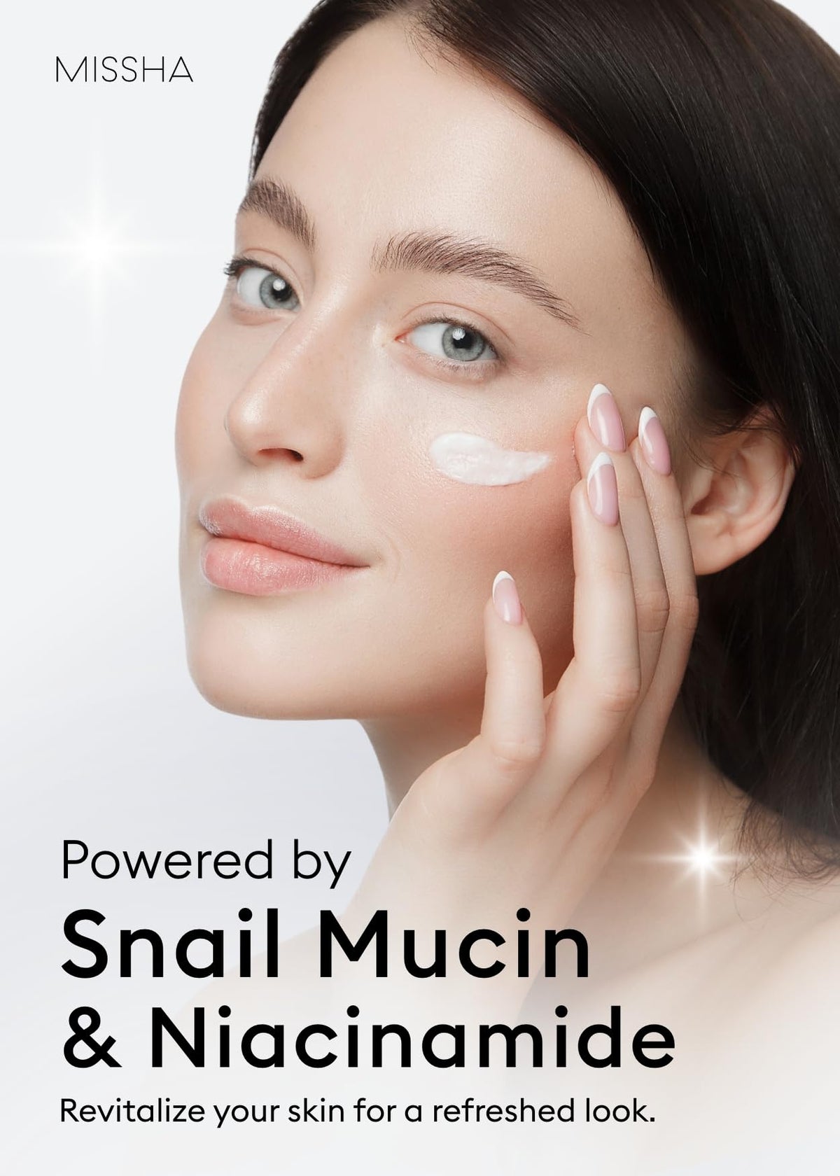 MISSHA snail slime texture close-up indicating renewal and smoothing effects.