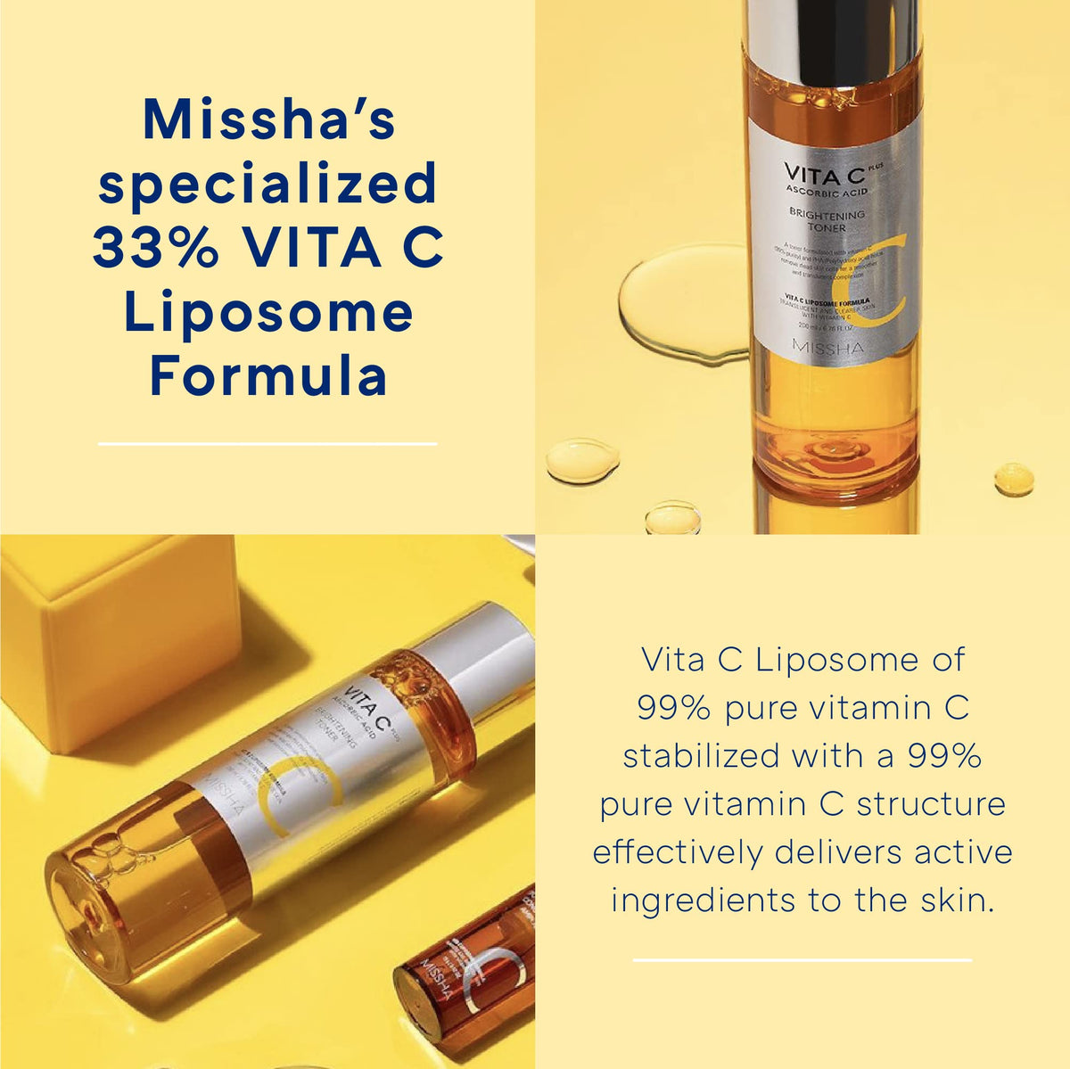 Hyaluronic acid in MISSHA Vita C Plus Brightening Toner close-up highlighting moisture.