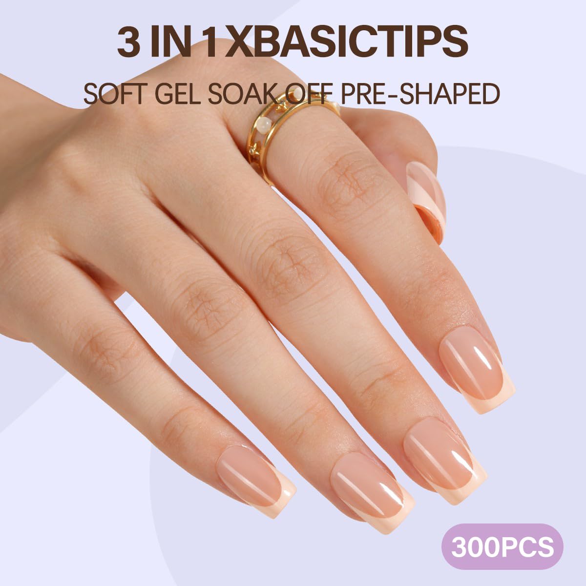 Misssix XBASICTIPS Soft gel tips, 15 sizes for precise nail fit