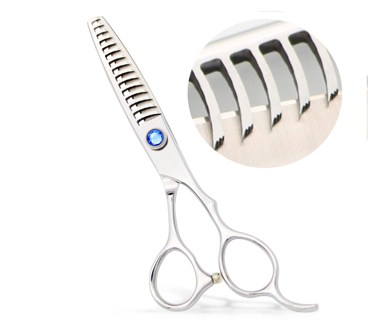 MISSUM texturizing scissors front view showing ergonomic design for comfortable all-day use.