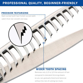 MISSUM texturizing scissors offset handle reduces wrist strain during cuts.