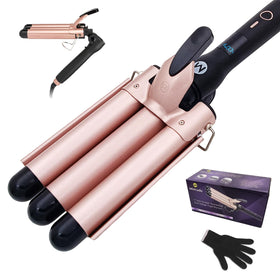 Mistcado 3-barrel curling iron foldable for travel and storage