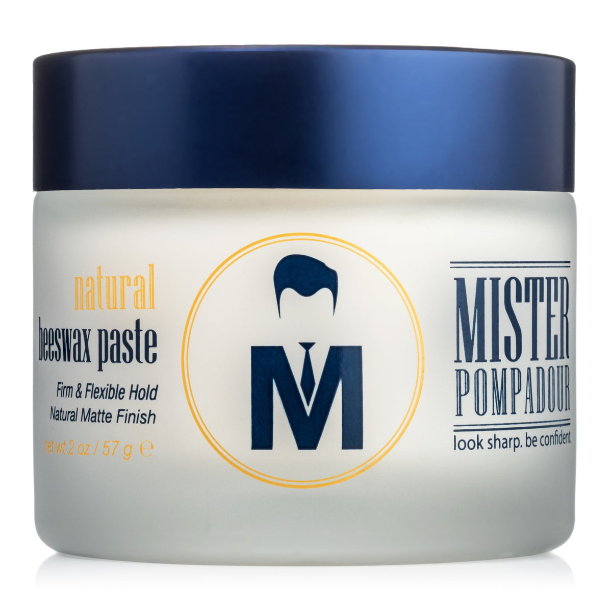 Mister Pompadour Beeswax Paste jar closeup highlighting matte hold