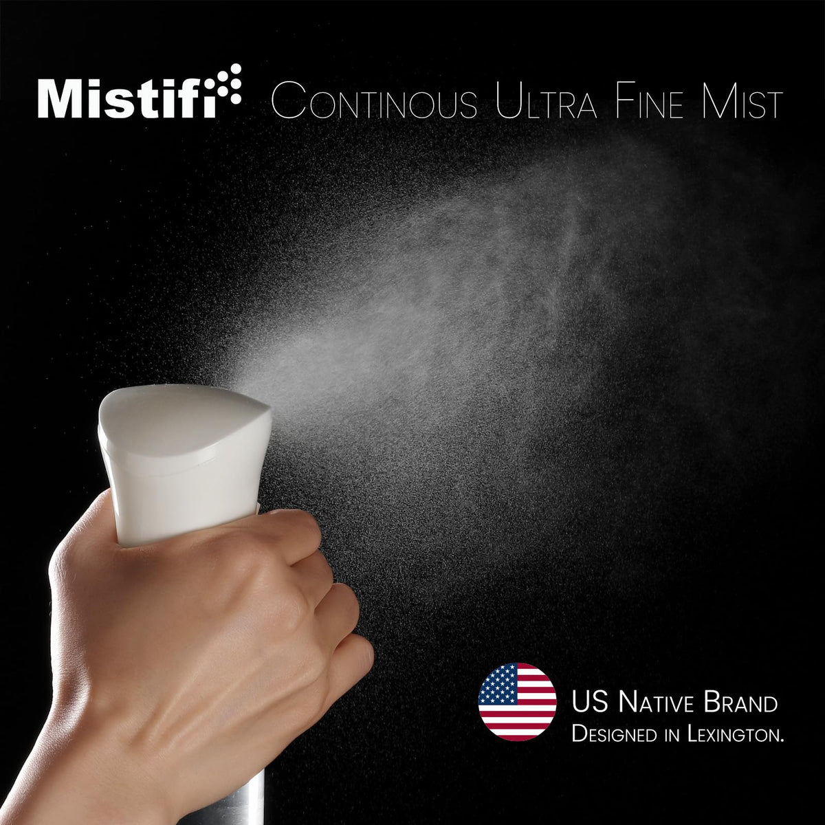 Mistifi wide-coverage mist demonstrates efficient coverage for large surfaces.
