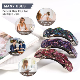 Mistofu acrylic twist design highlights the barrette refined finish and versatility.