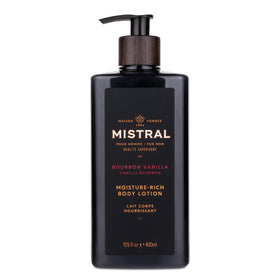 Mistral Bourbon Vanilla Body Lotion bottle for daily, fast-absorbing hydration.