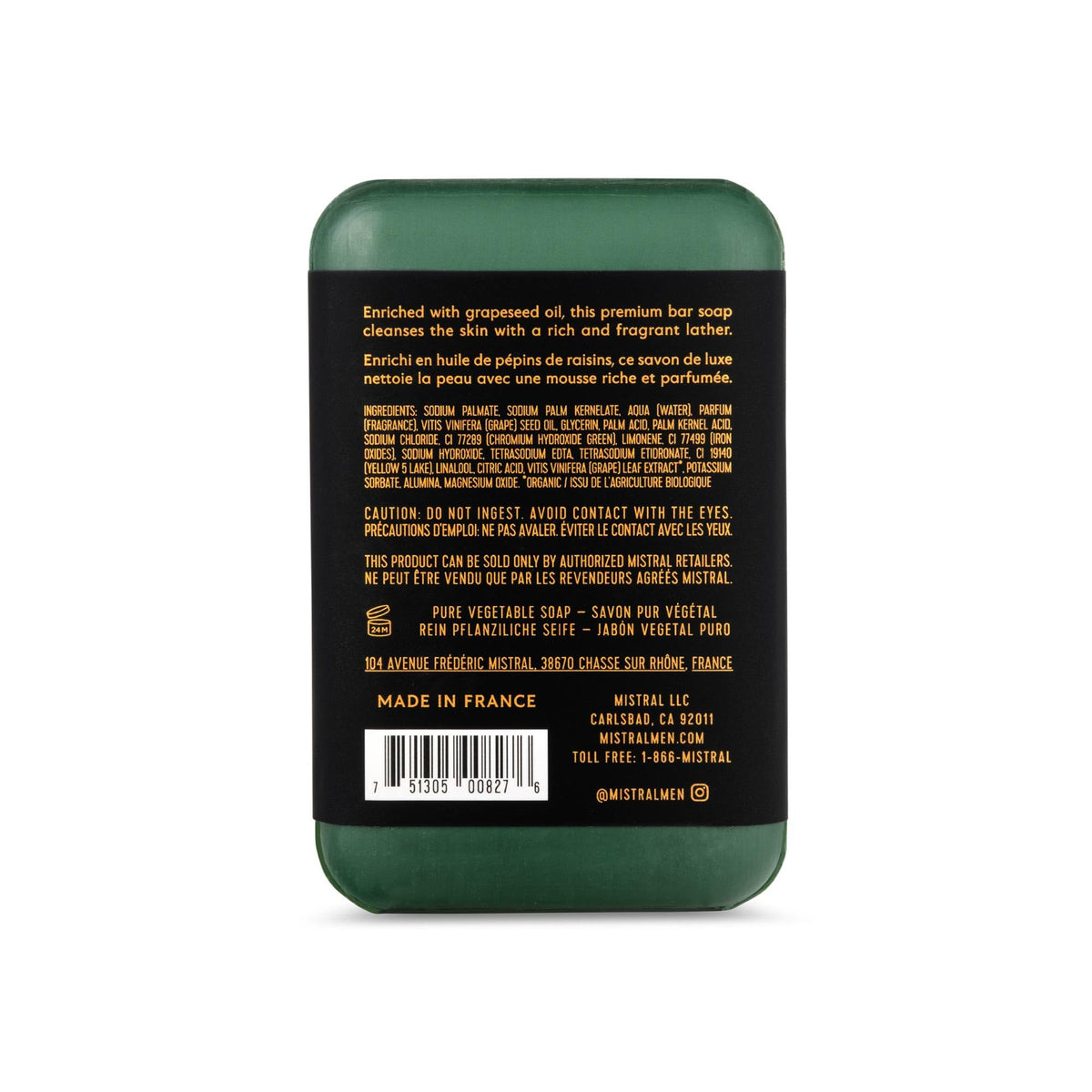 Mistral Cypress Oak soap scent notes evoke Mediterranean freshness and confidence.