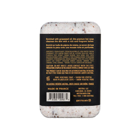 Close-up of Mistral Mezcal Lime bar shows triple-milled texture for lasting use.