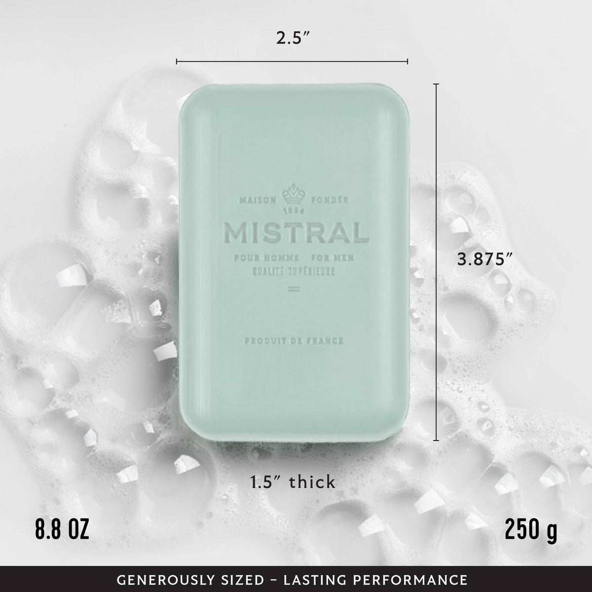 Mistral Salted Gin soap with argan oil and glycerin for moisturized skin.