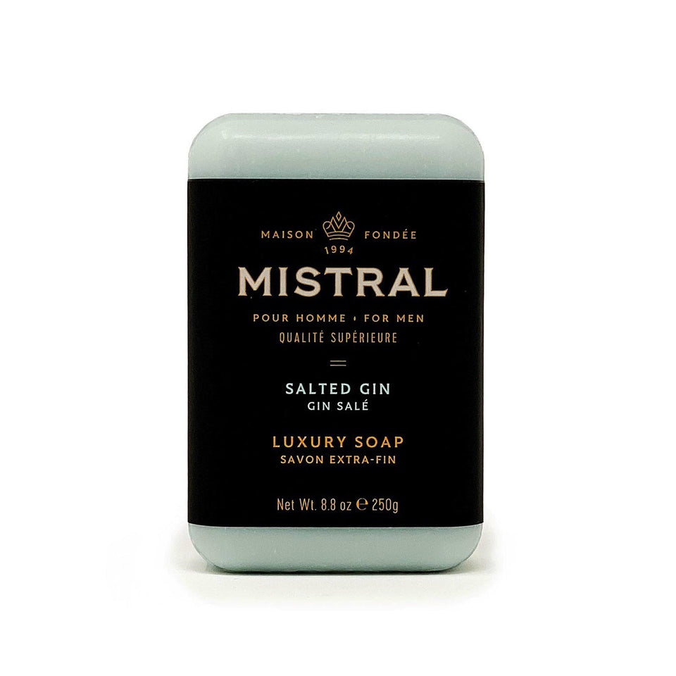 Mistral Salted Gin luxury bar soap from France with long-lasting scent for daily grooming.