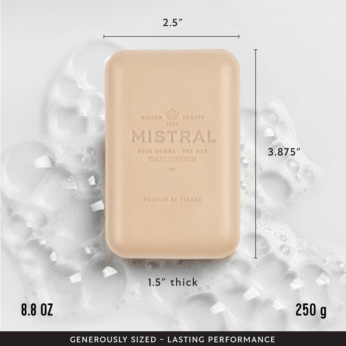 Mistral Sandstone bar soap close-up texture shows dense, triple-milled quality