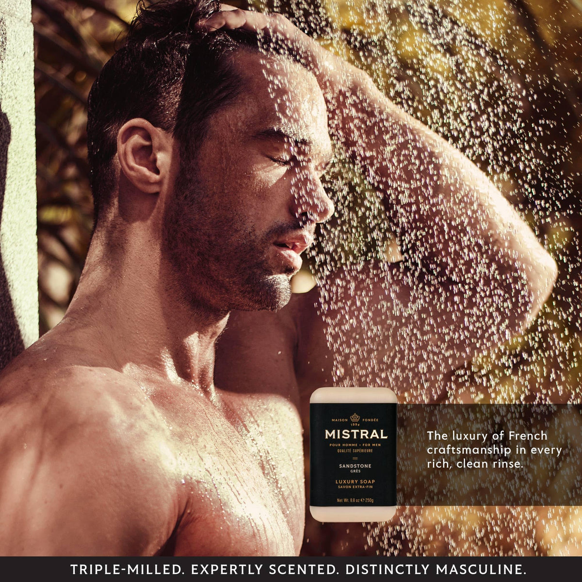Mistral Sandstone bar soap for men supports a versatile, everyday grooming routine