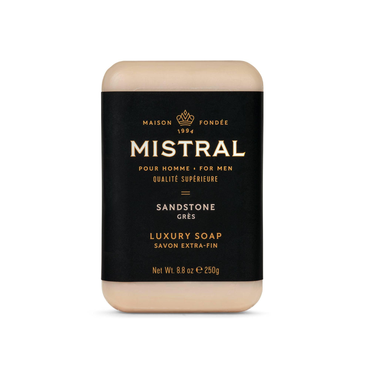 Mistral Sandstone bar soap packaging highlights premium presentation for gifting