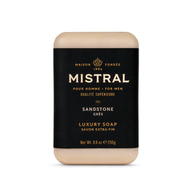 Mistral Sandstone bar soap packaging highlights premium presentation for gifting