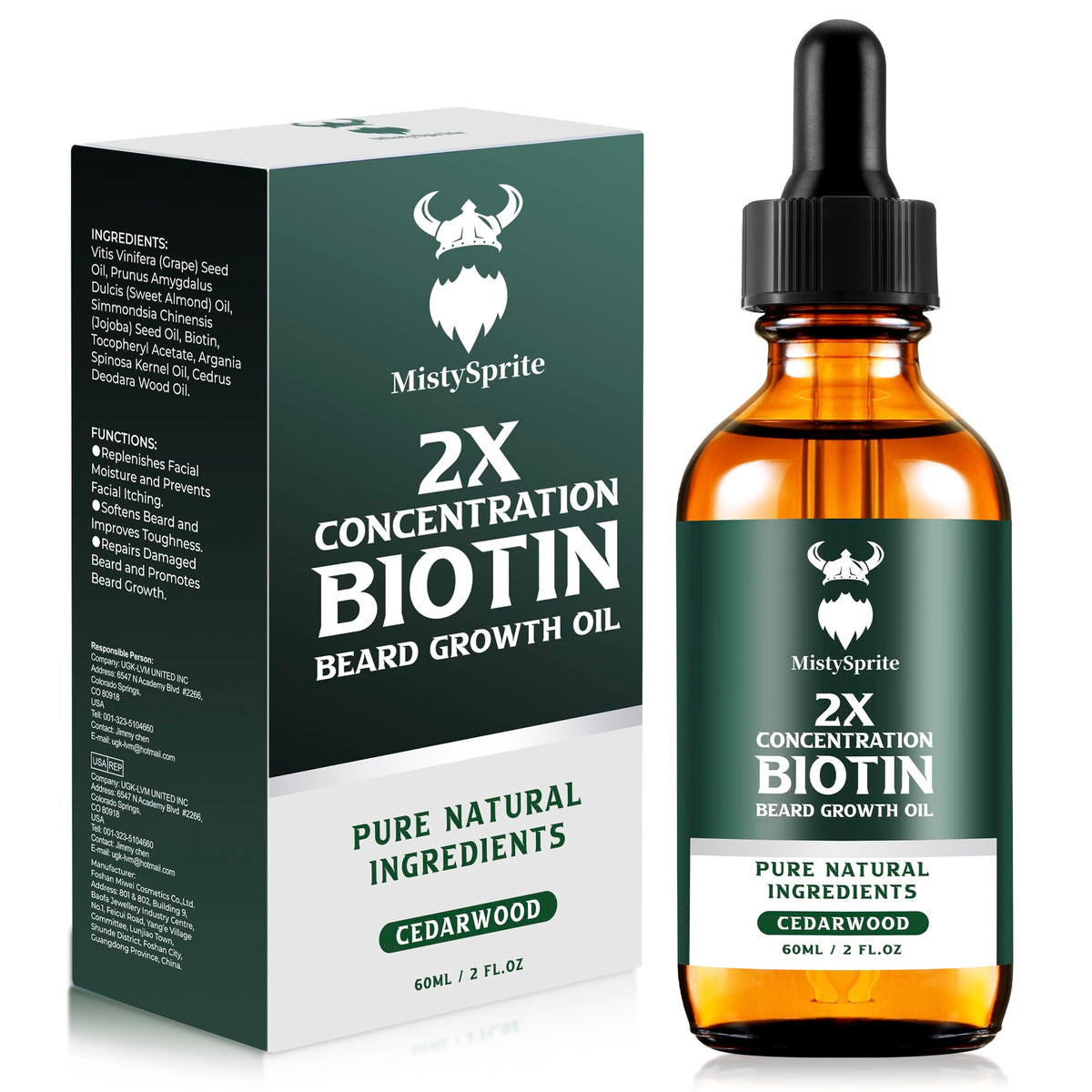 MistySprite beard oil cedarwood bottle showing nourishment for healthier beard
