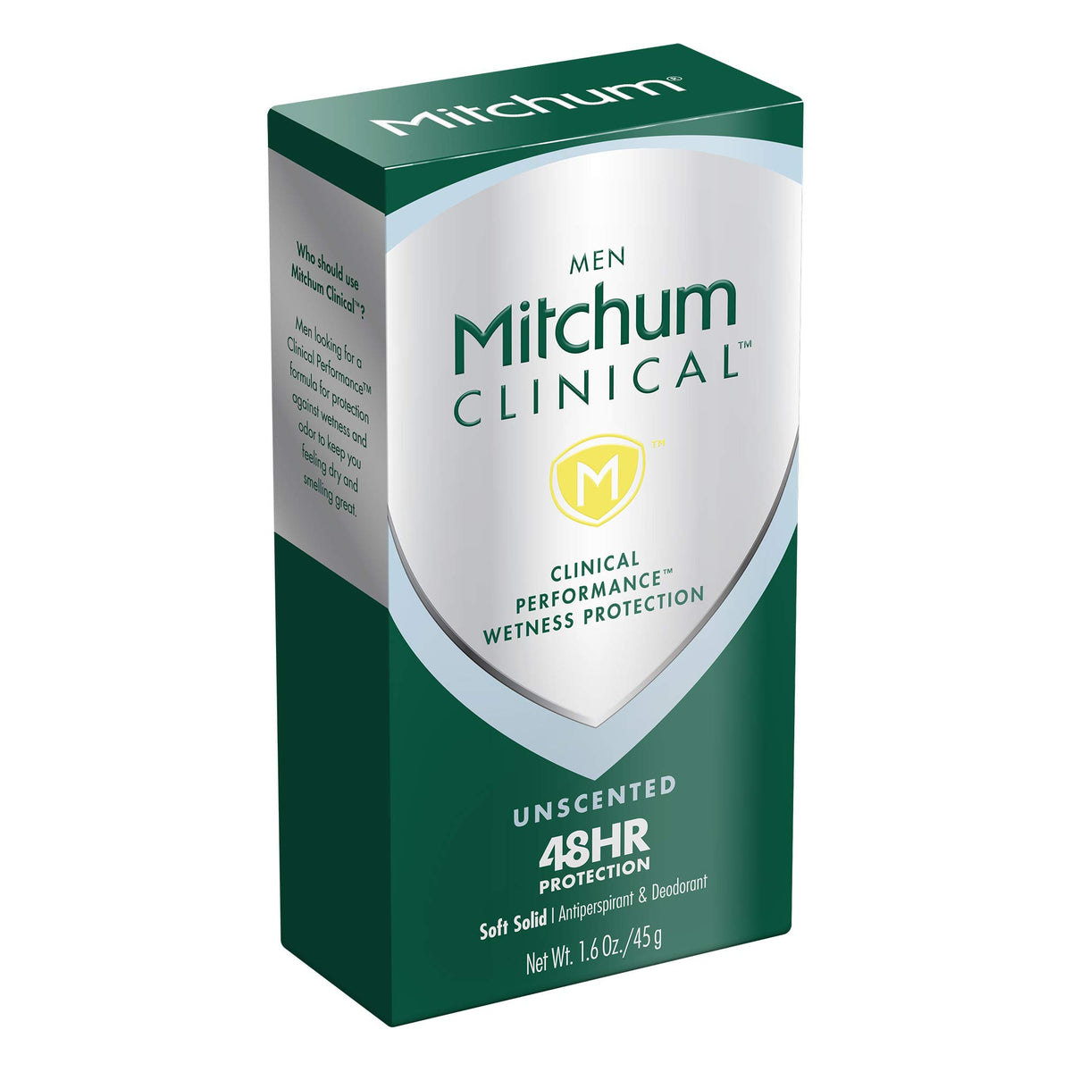 Mitchum Clinical Soft Solid with cap off ready to reapply.