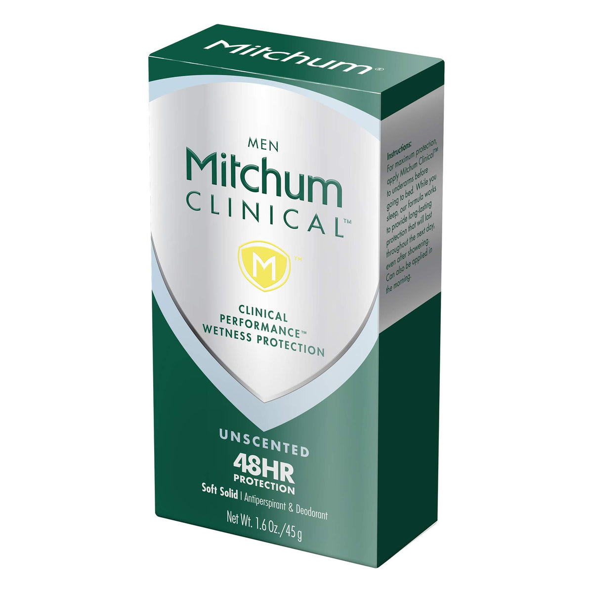 Mitchum deodorant being applied underarm for odor and wetness protection.