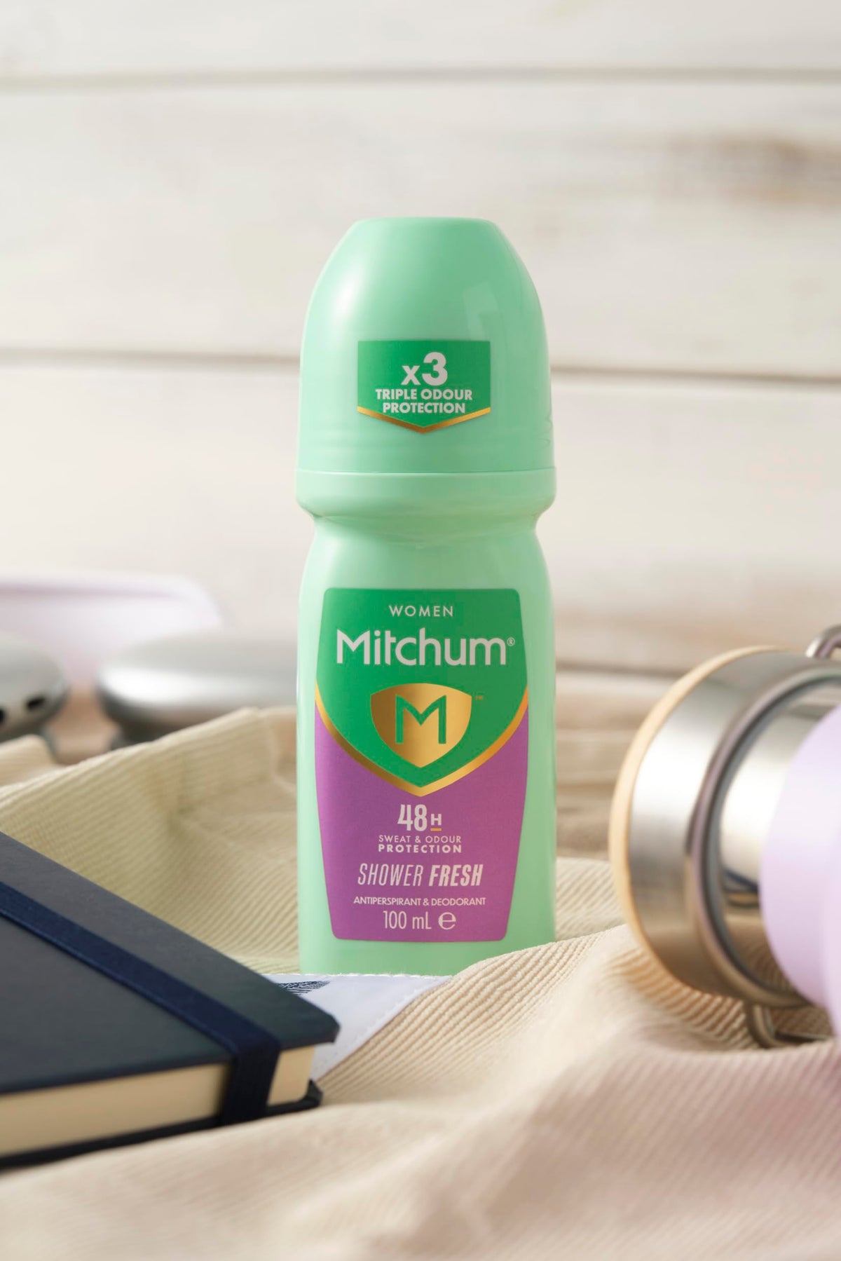 Mitchum Women 48HR roll-on back view highlights the dual-pack packaging.