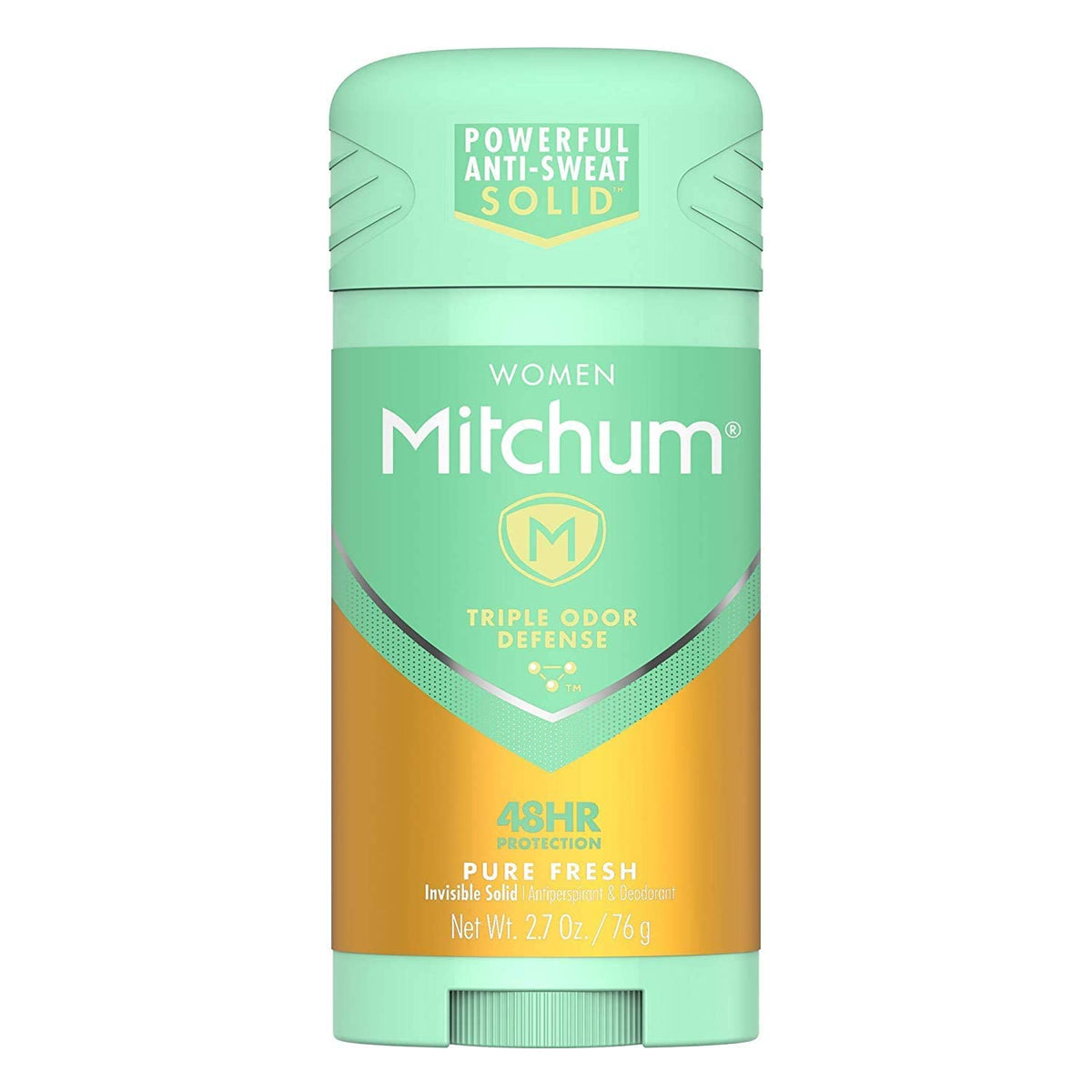 Invisible solid Mitchum application shows smooth glide and clear wear