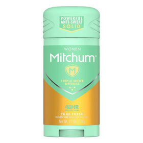 Invisible solid Mitchum application shows smooth glide and clear wear