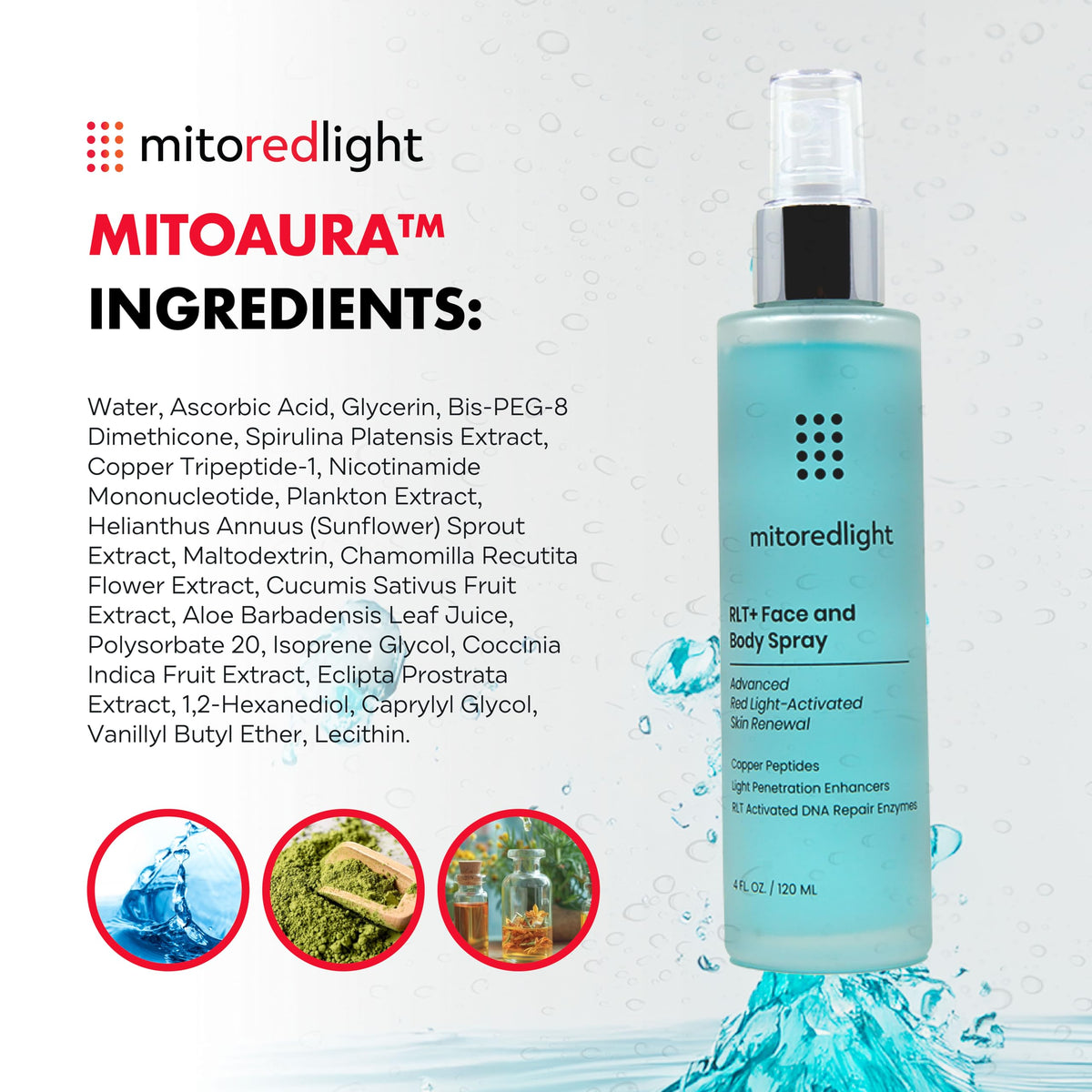 MitoAURA copper peptides visual suggests smoother texture and firmness