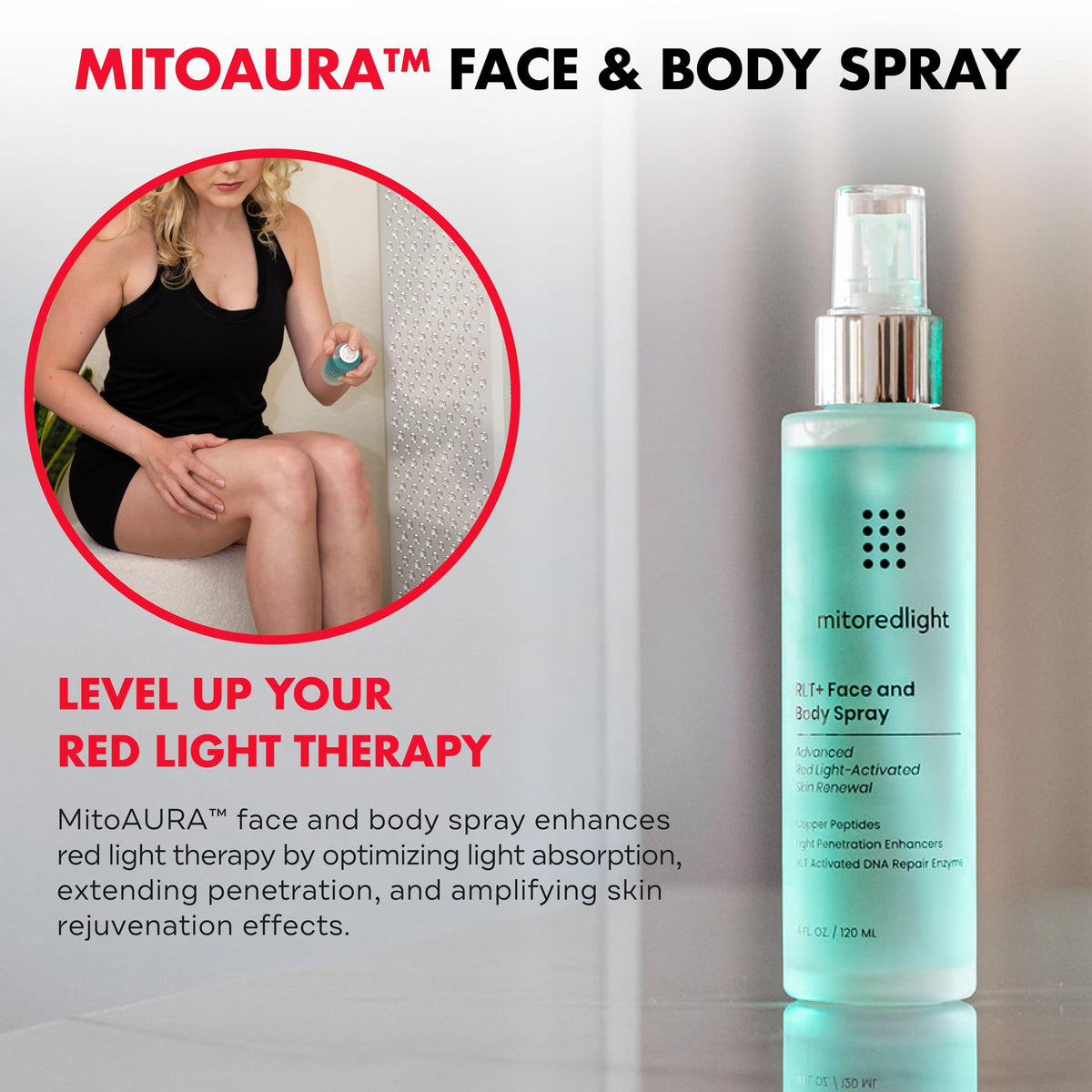 MitoAURA mist dispensing action for easy, on-the-go hydration