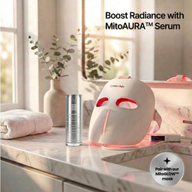Close-up of application on skin with MitoAURA serum