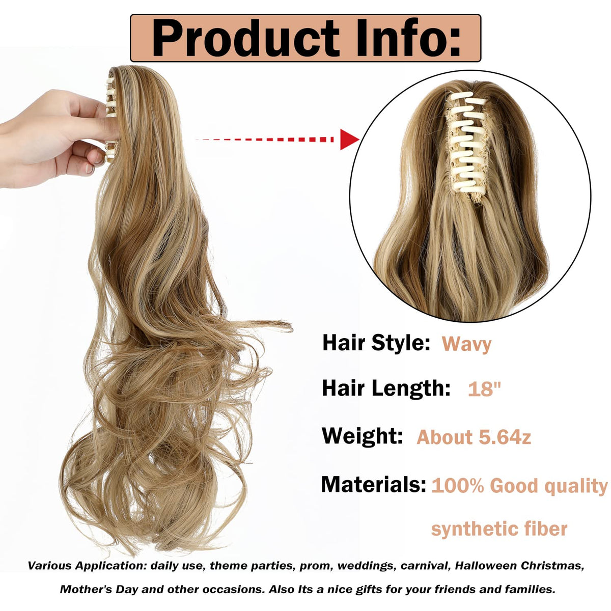 Ash blonde mix with ginger brown wave matches many looks.
