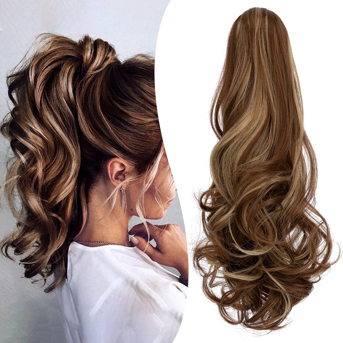 Mitrygreen claw-clip pony-tail-18in securely attaches for all-day wear