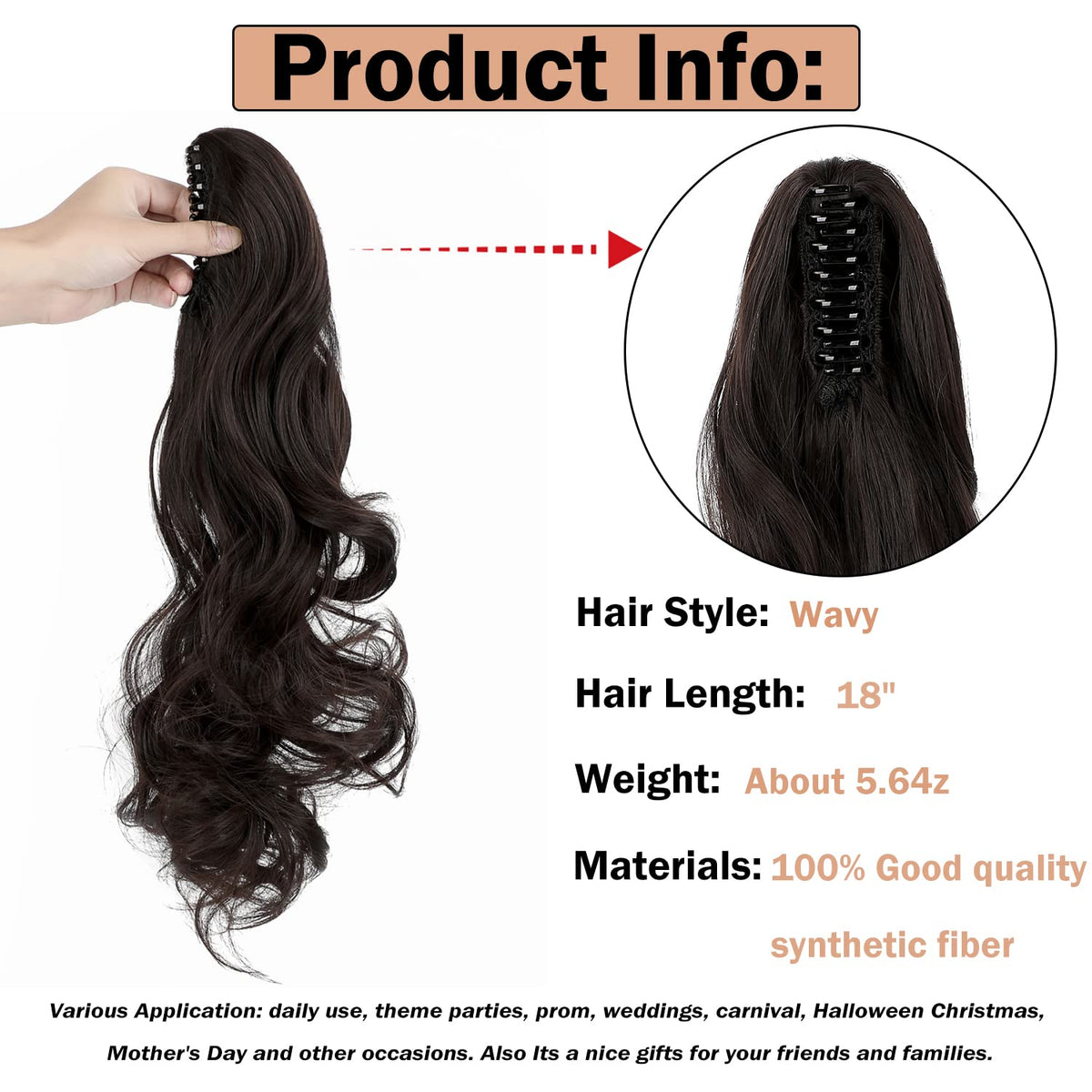 Mitrygreen claw-clip ponytail extension securing easily in windy days