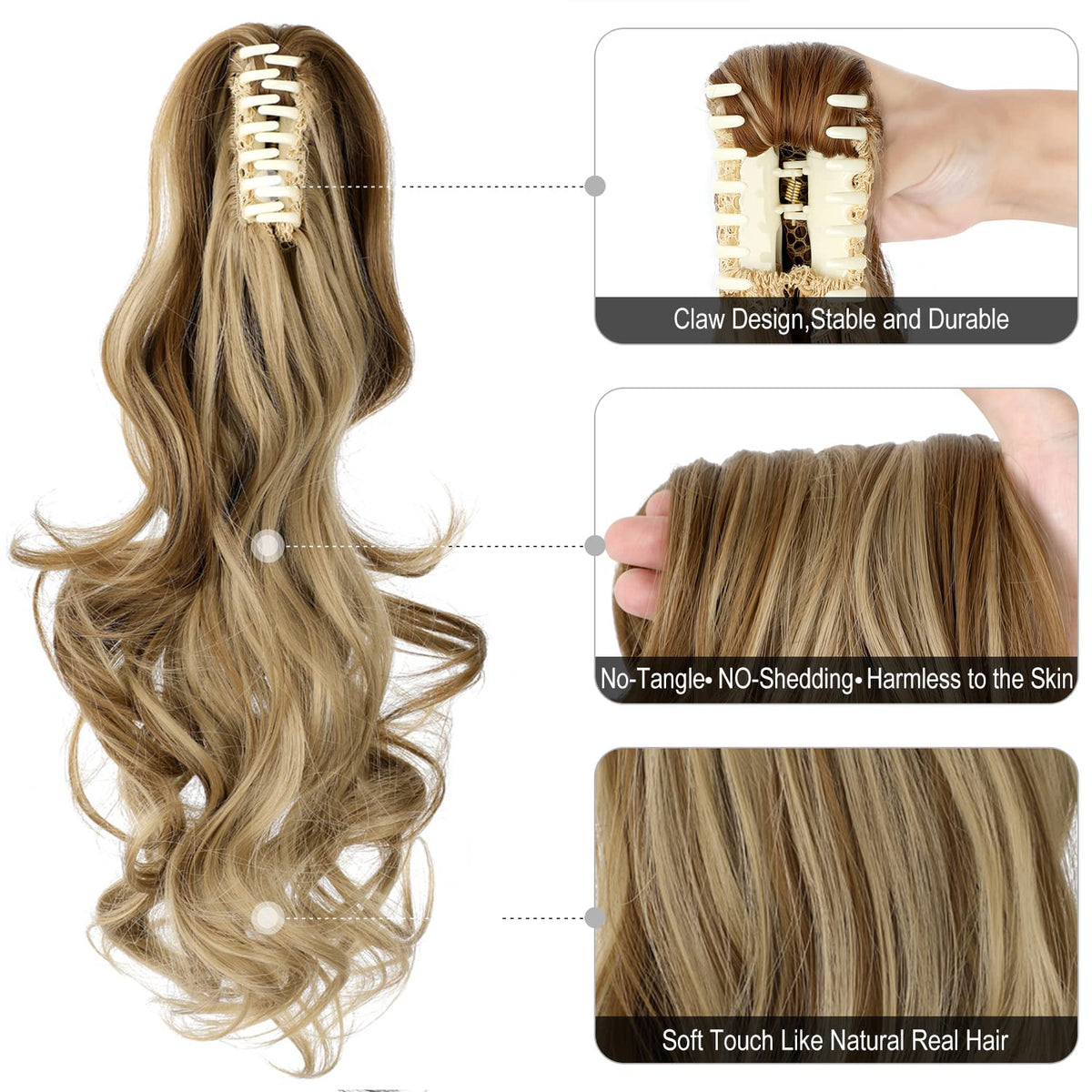Soft synthetic heat-resistant fiber stays smooth and tangle-free.