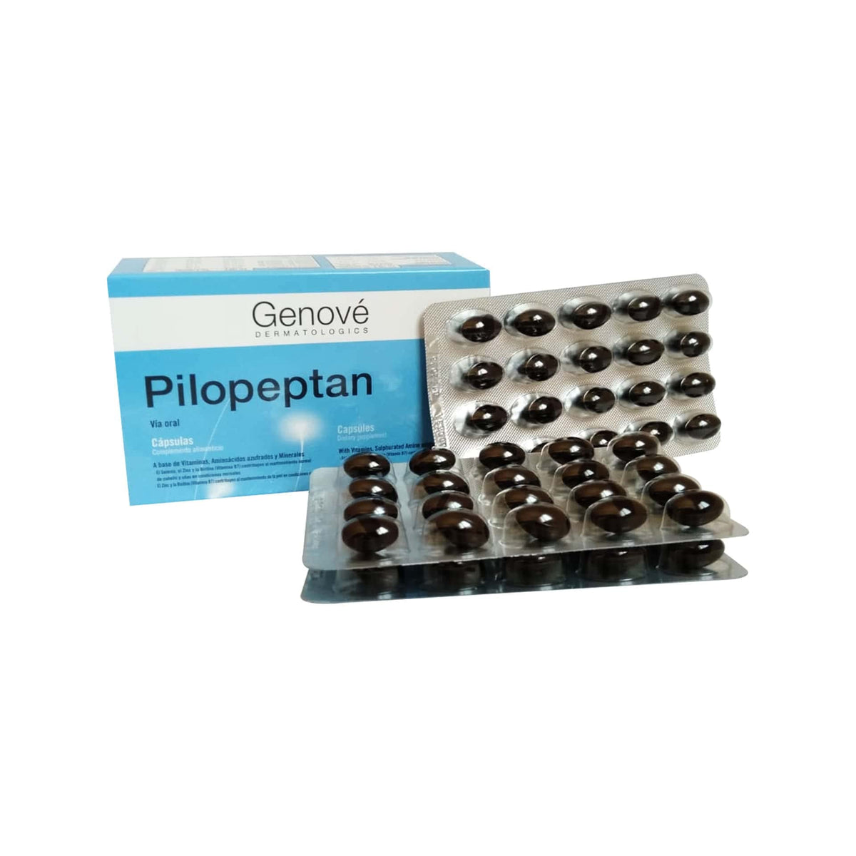 miubaao Genové Pilopeptan bottle front with three-pack for hair nourishment