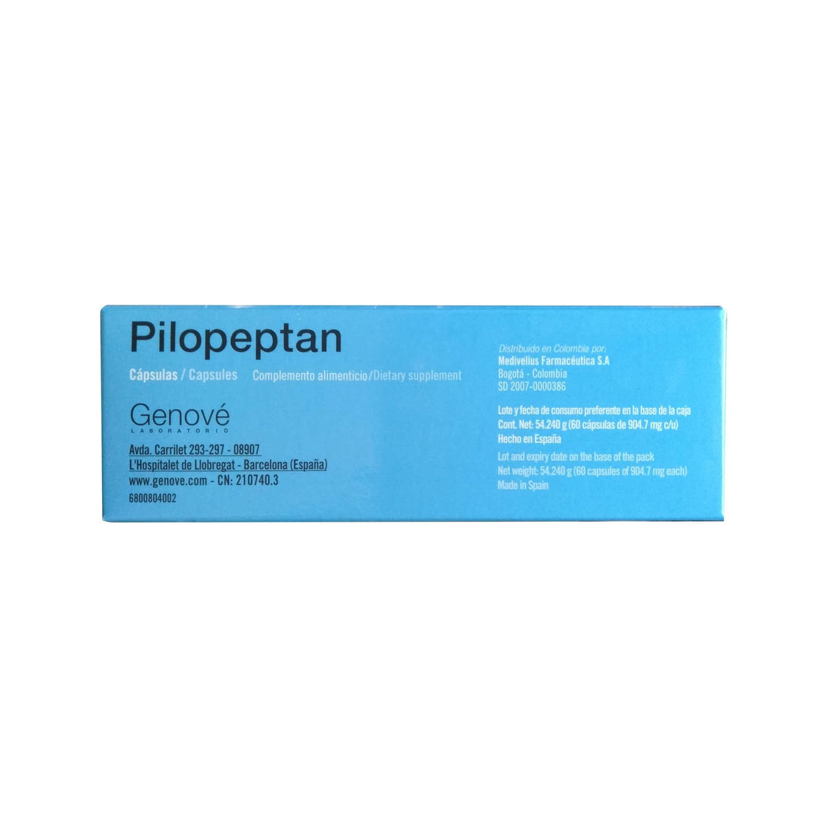 miubaao Genové Pilopeptan ingredient pill emphasizing vitamins and amino acids
