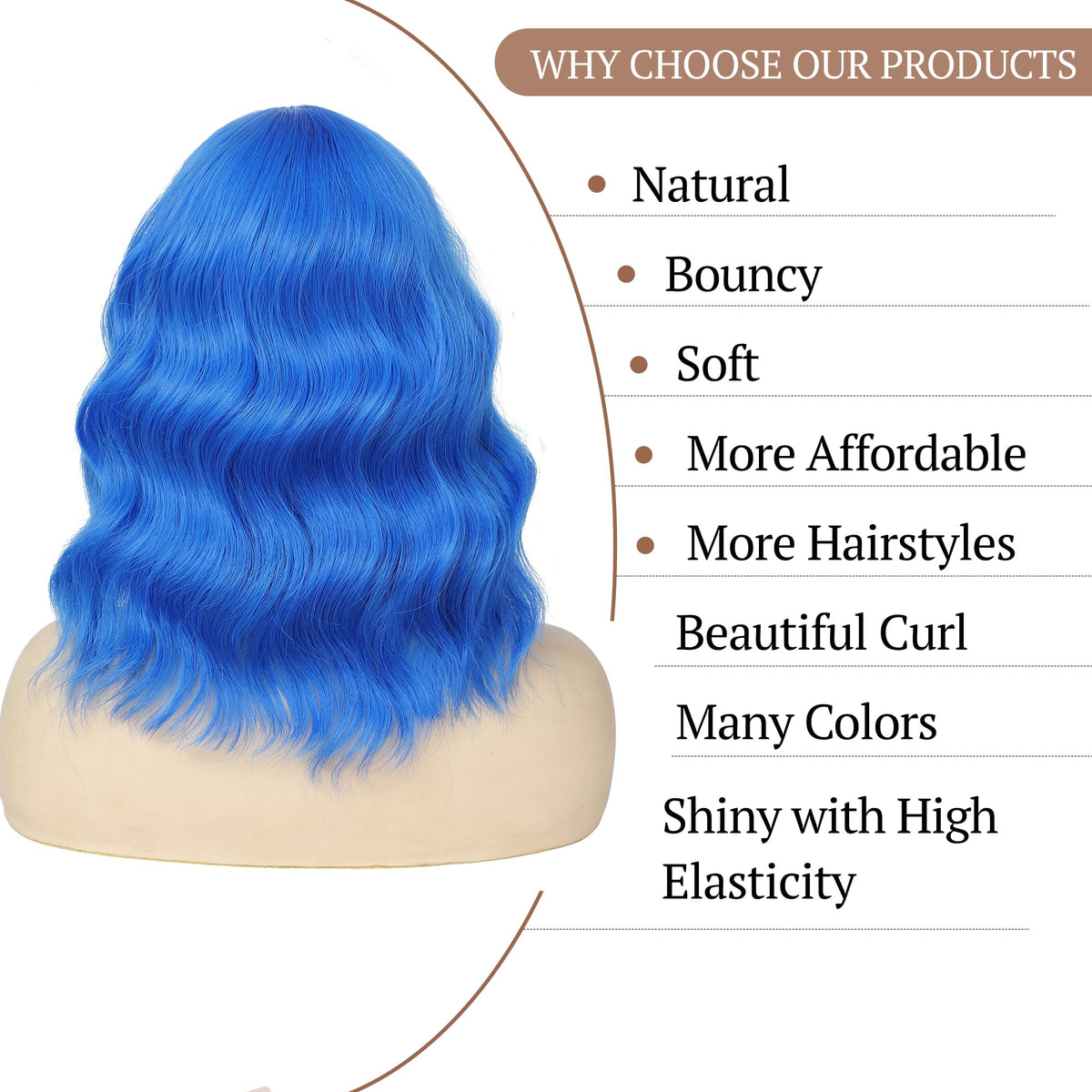 Miuric blue wig ideal for cosplay and Halloween costumes