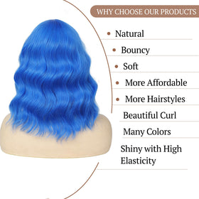 Miuric blue wig ideal for cosplay and Halloween costumes