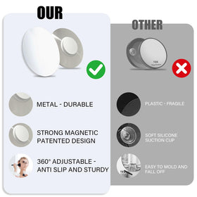 Miusco compact travel-friendly 4x4 inch mirror surface for on-the-go touch-ups.