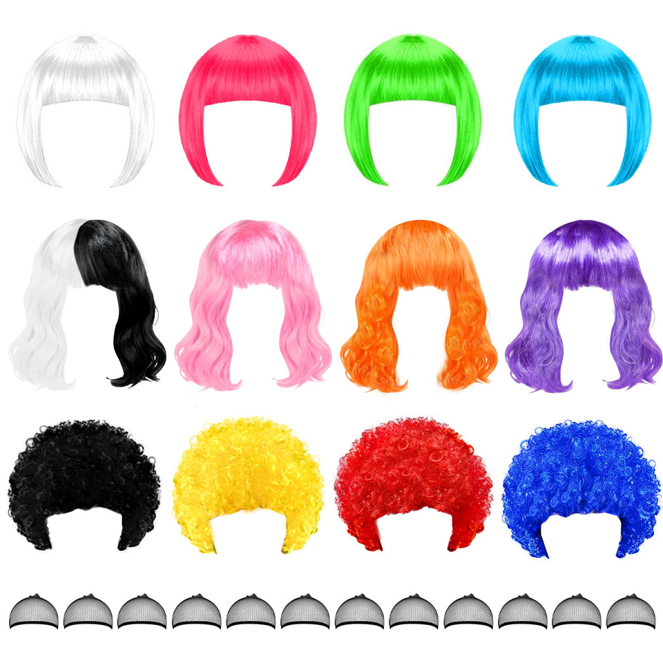 MIUSKATL 12-pack fun wigs pack shot for bold party looks.