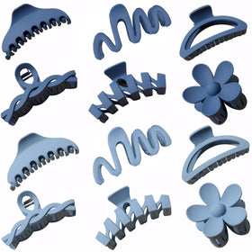 MIUSKATL 12-pcs claw clip blue variety pack keeps thick hair secure and styled all day.