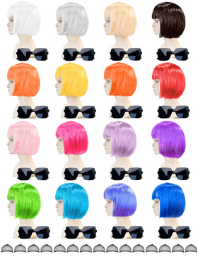 MIUSKATL neon bob wigs with bangs 16-pack for bold party looks and quick styling.