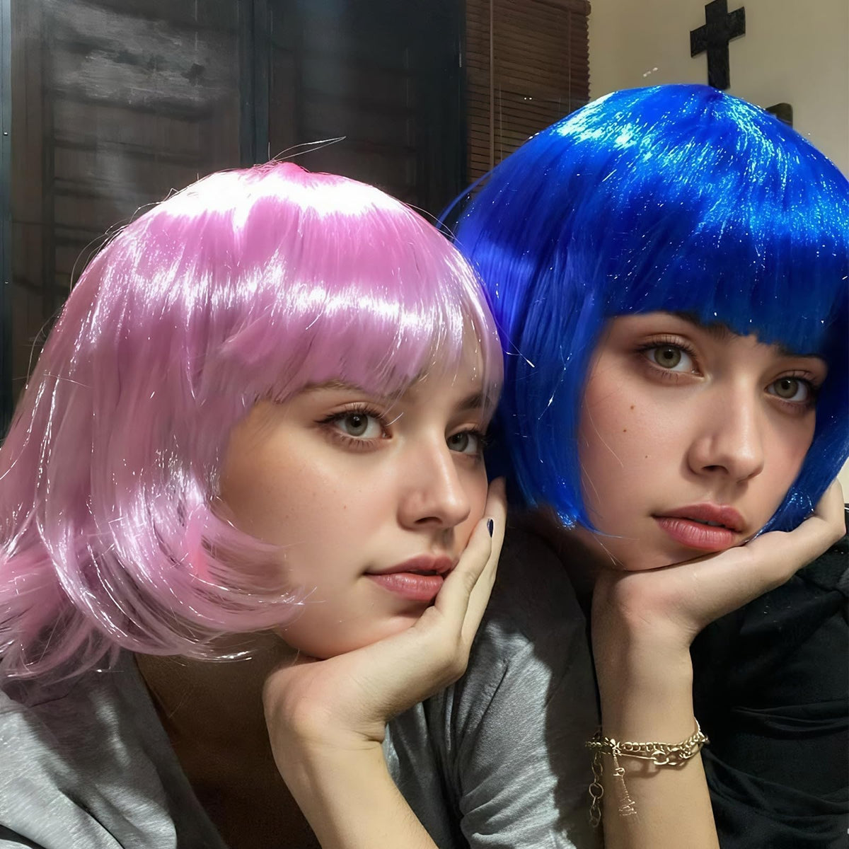 MIUSKATL neon wigs closeup showing vivid colors under lights.