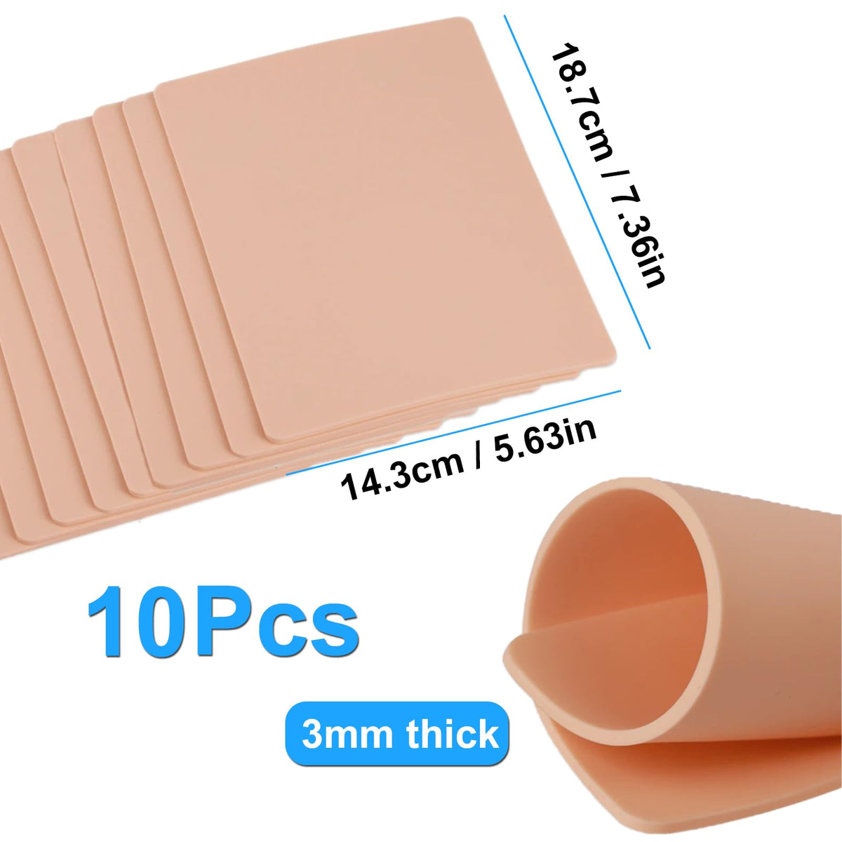 Miuxia pink 3mm practice skin close-up showing color match to real skin.