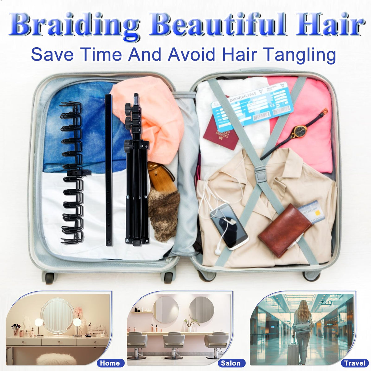 MIVERYEA double-sided braiding rack emphasizes easy reach with 120 pegs during braiding sessions.