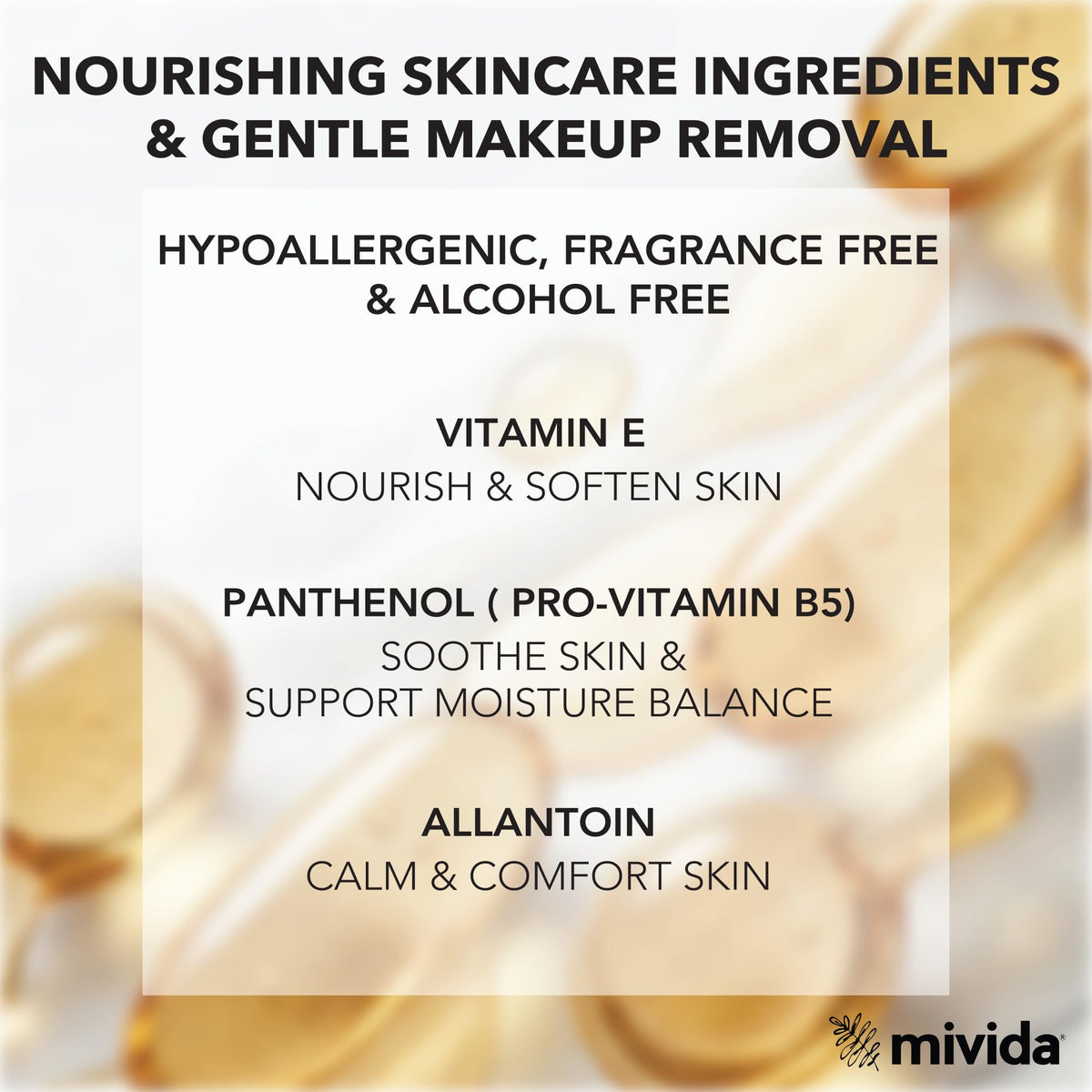 Fragrance-free and alcohol-free Mivida wipes suitable for sensitive skin.