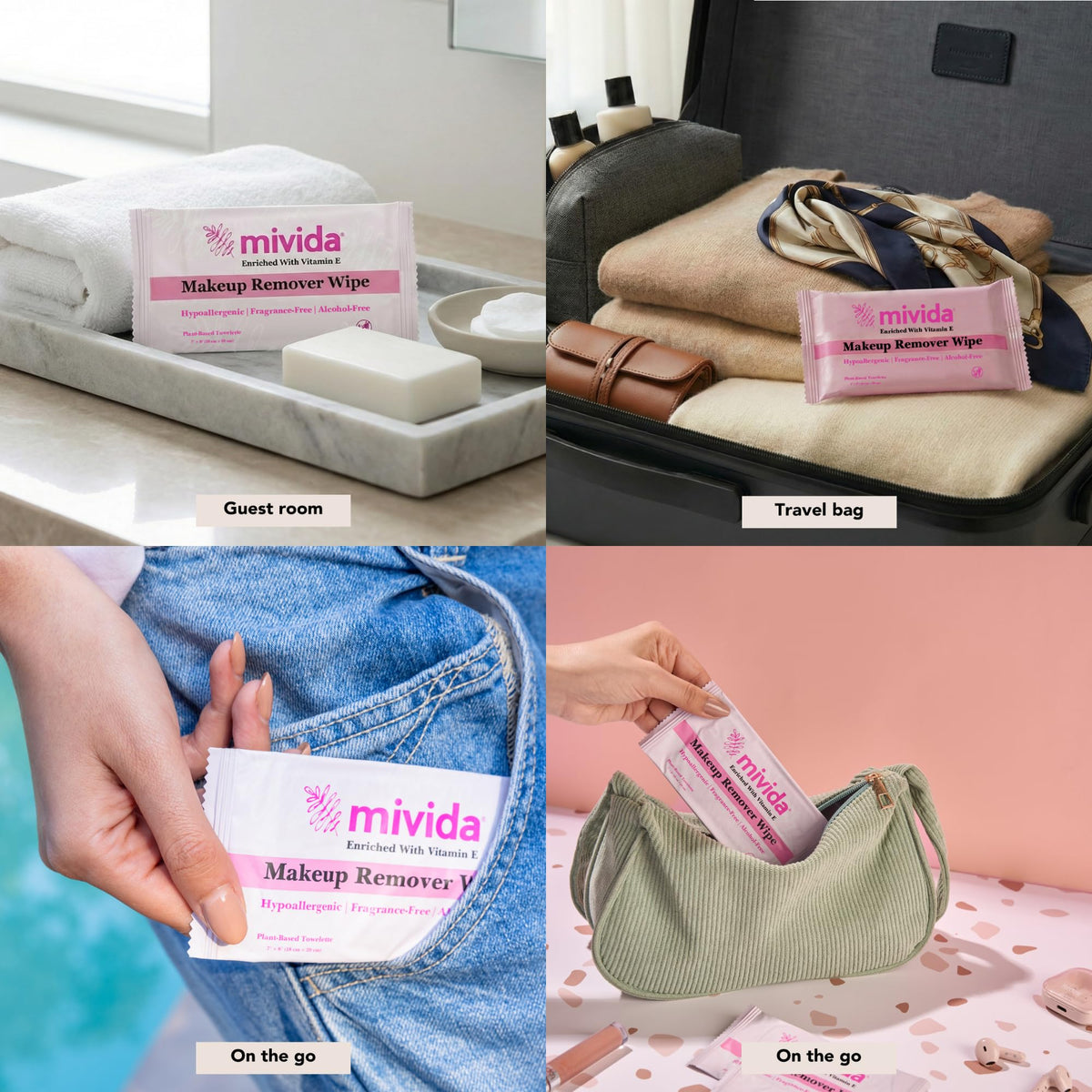 No-rinse needed feature of Mivida wipes, leaving skin refreshed.