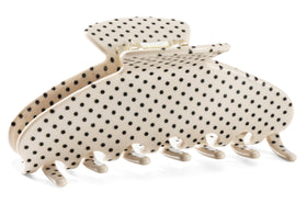 Mixcbe large acetate hair clip with white polka dots secures updos with stylish grip.