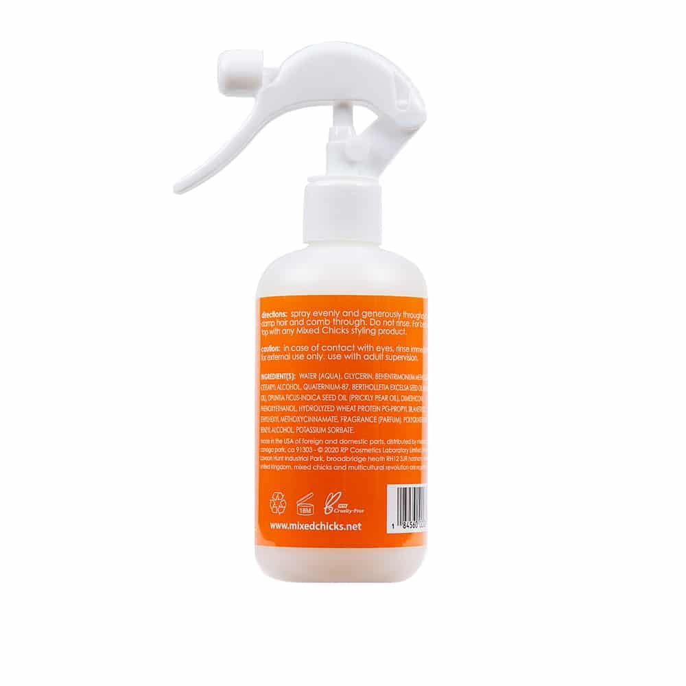 Spray mist on hair from Mixed Chicks primer to ease detangling