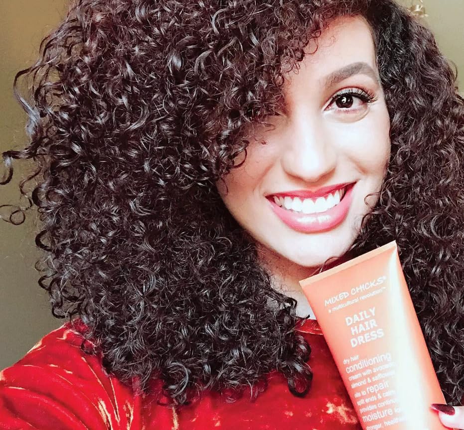 Mixed Chicks Daily Hair Dress oils include almond safflower avocado