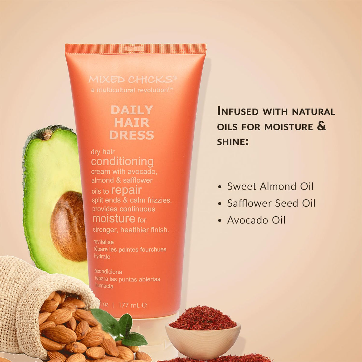 Mixed Chicks Daily Hair Dress on dry hair for added moisture