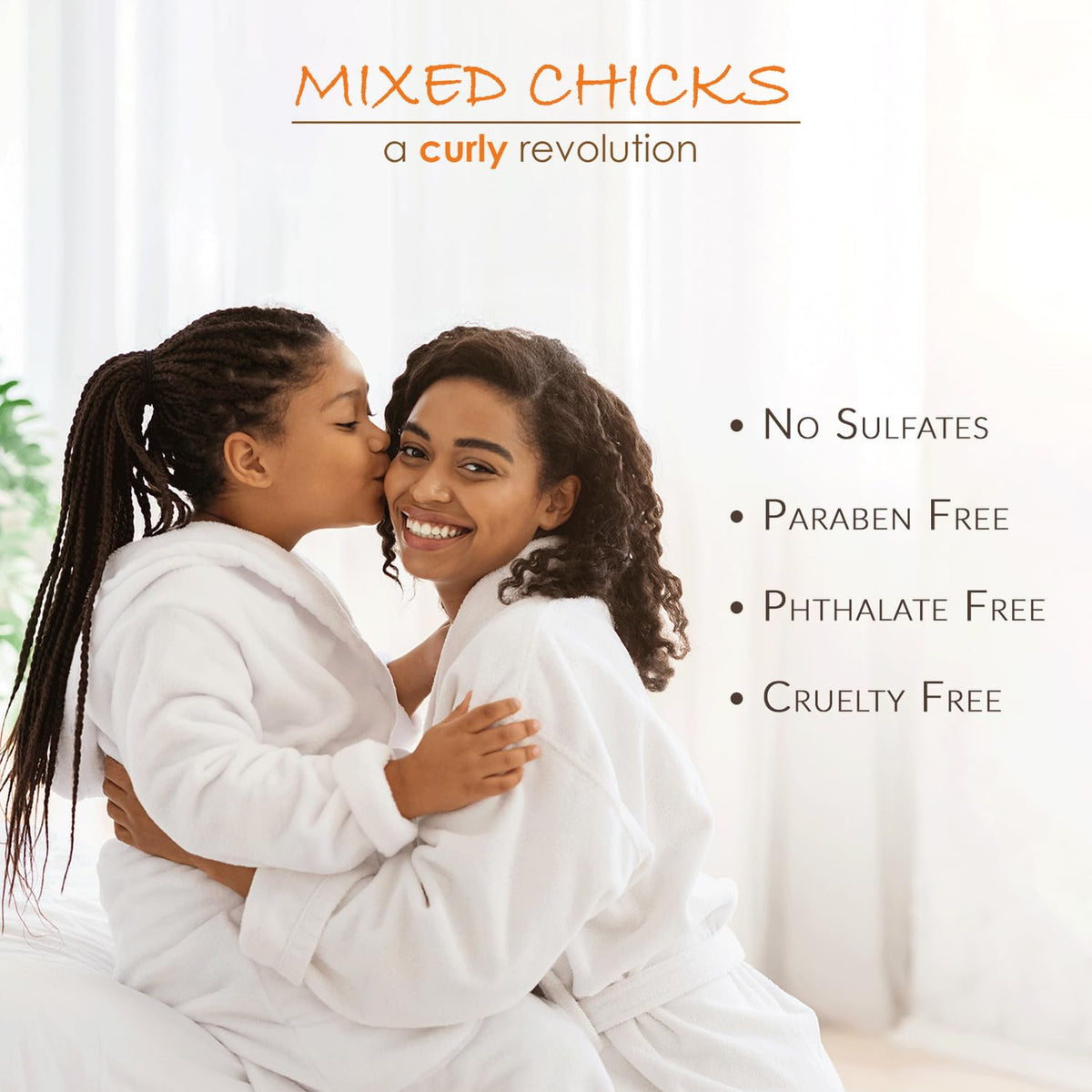 Mixed Chicks Gentle Kids Conditioner close-up reveals silky-soft hair after use.