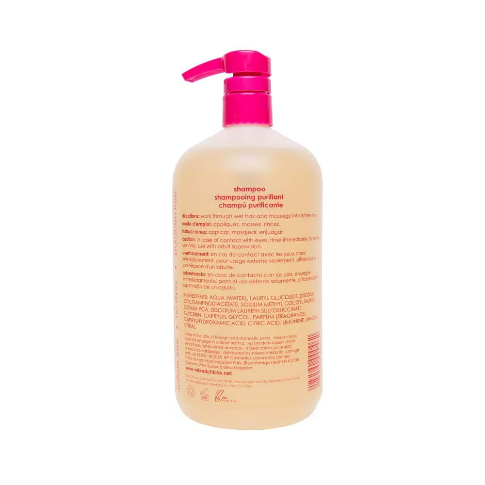 Close-up of Mixed Chicks shampoo lather showing gentle cleansing.